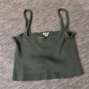 Garage Olive Ribbed Cropped Tank